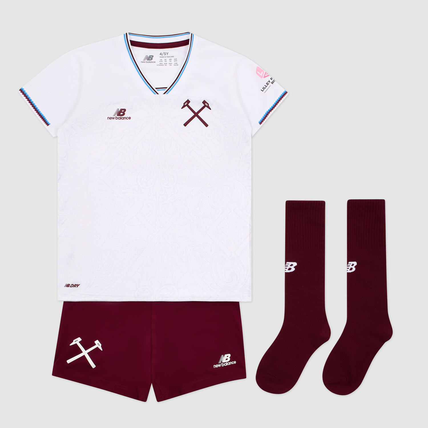 Kid's New Balance West Ham United Away 2026 Kit